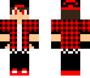 plaid red x black