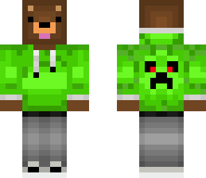 bear in green sweatshirt