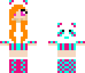 pink and cyan panda girl