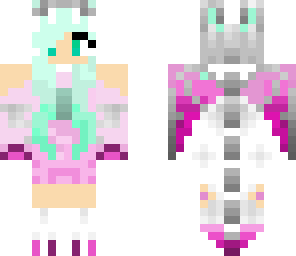 pink and electric blue dragon girl