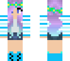 cute girl with purple hair and shorts