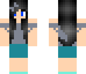 balck haried blue eyes girl