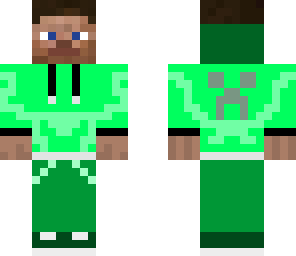 minecraft neon green hooded with jacket steve