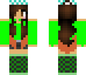girl with green shirt and orange high lights