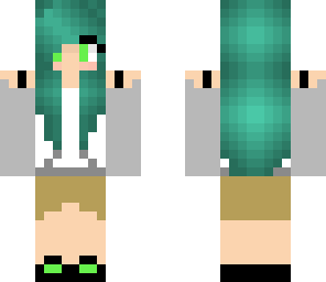 teal hair with headphones