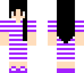 black haired girl with purple and white strips
