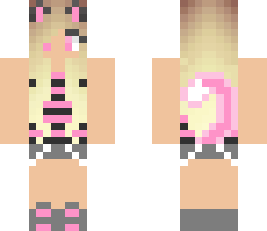 stylish ombre pink kitty girl with tail