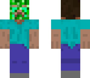 steve with crying creeper mask