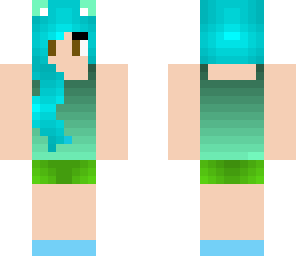 aqua and green cat girl