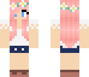 cute white shirt pink haire
