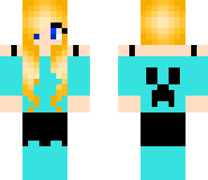 aqua blue and black gamer girl blonde