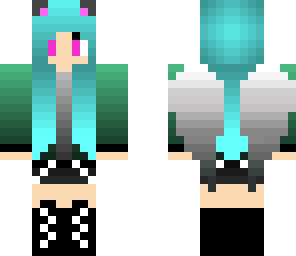 blue cat girl with wings