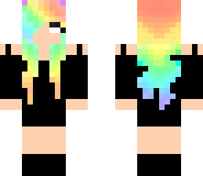 herobine girl with rainbow hair