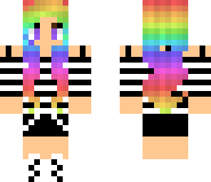 black and white girl with rainbow hair