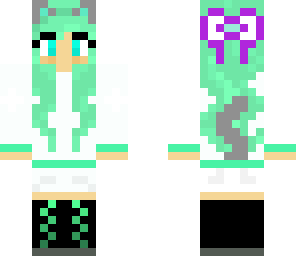 cute green cat girl