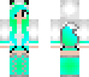 blue and green wolf girl