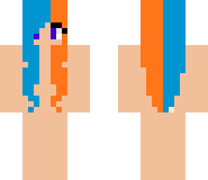 half blue half orange hair template
