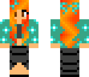 blue skirt fire hair