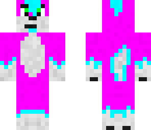 pink husky with blue hair