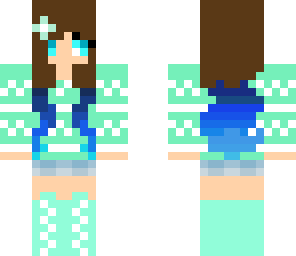 mint blue brunnette with blue tips