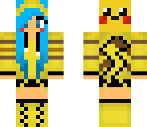 blue haired pichachu hoodie girl