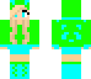 neon green and aqua blue skin with panda design