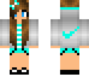 white and black and aqua blue cute girl