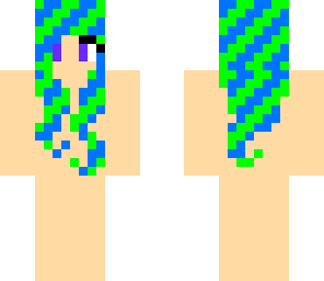 blue and green girl hair template