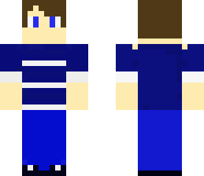 blue shirt with white stripes