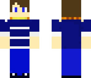 blue shirt with white stripes
