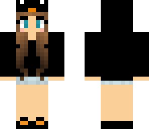 minecraft girl with penguin hoodie