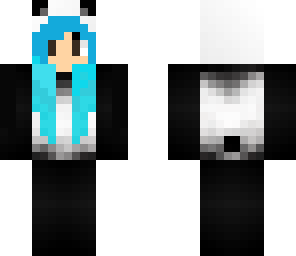 blue haired girl in panda onesie