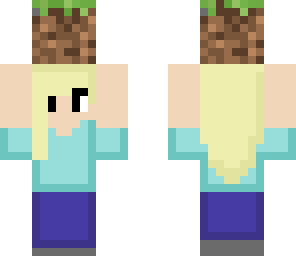 girl holding grass block