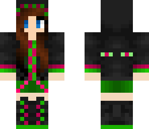 pink and green ender girl brown hair