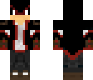 black haired assassin with red eyesand hood up