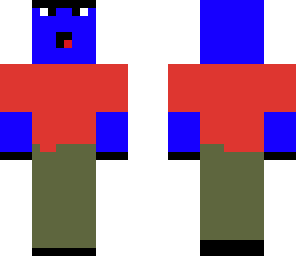 blue monster with clothes