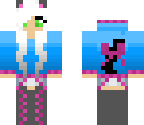 cute blue and pink cat girl