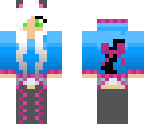 cute blue and pink cat girl