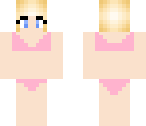pink bikini with blonde bun
