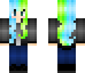 blue and green haired girl