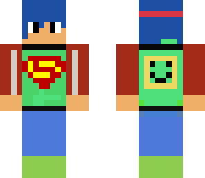 blue hair superman with smile face