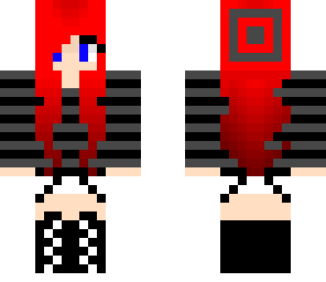 black and gray striped red head