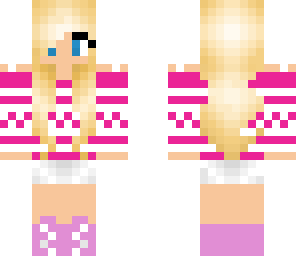 blonde girl with pink sweater