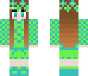neon green and dark tealish-blue flower girl
