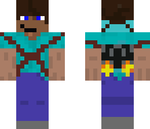 steve with a jetpack and hoodie