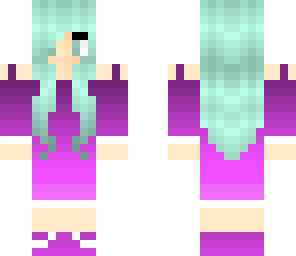blue haired pruple dressed girl