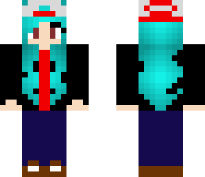 aqua hair leather jacket girl
