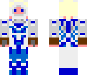 blue suited assasin that is white with blond hair