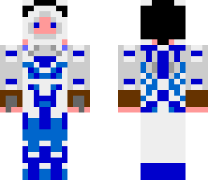 blue suited assasin that is white with black hair