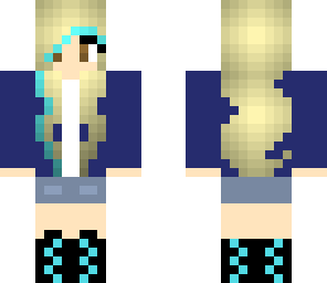 blonde girl with blue hair streak
